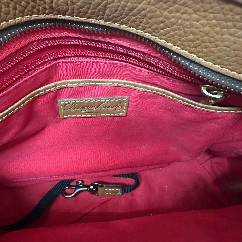 Dooney & Bourke Pebbled Leather Satchel Bag Ginger Tan Tassel Gold Hardware